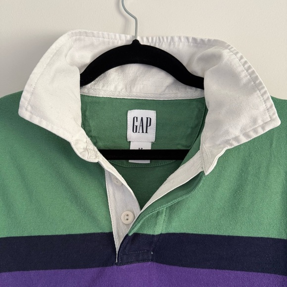 GAP Rugby Polo with Green and Purple Stripes - Picture 3 of 7